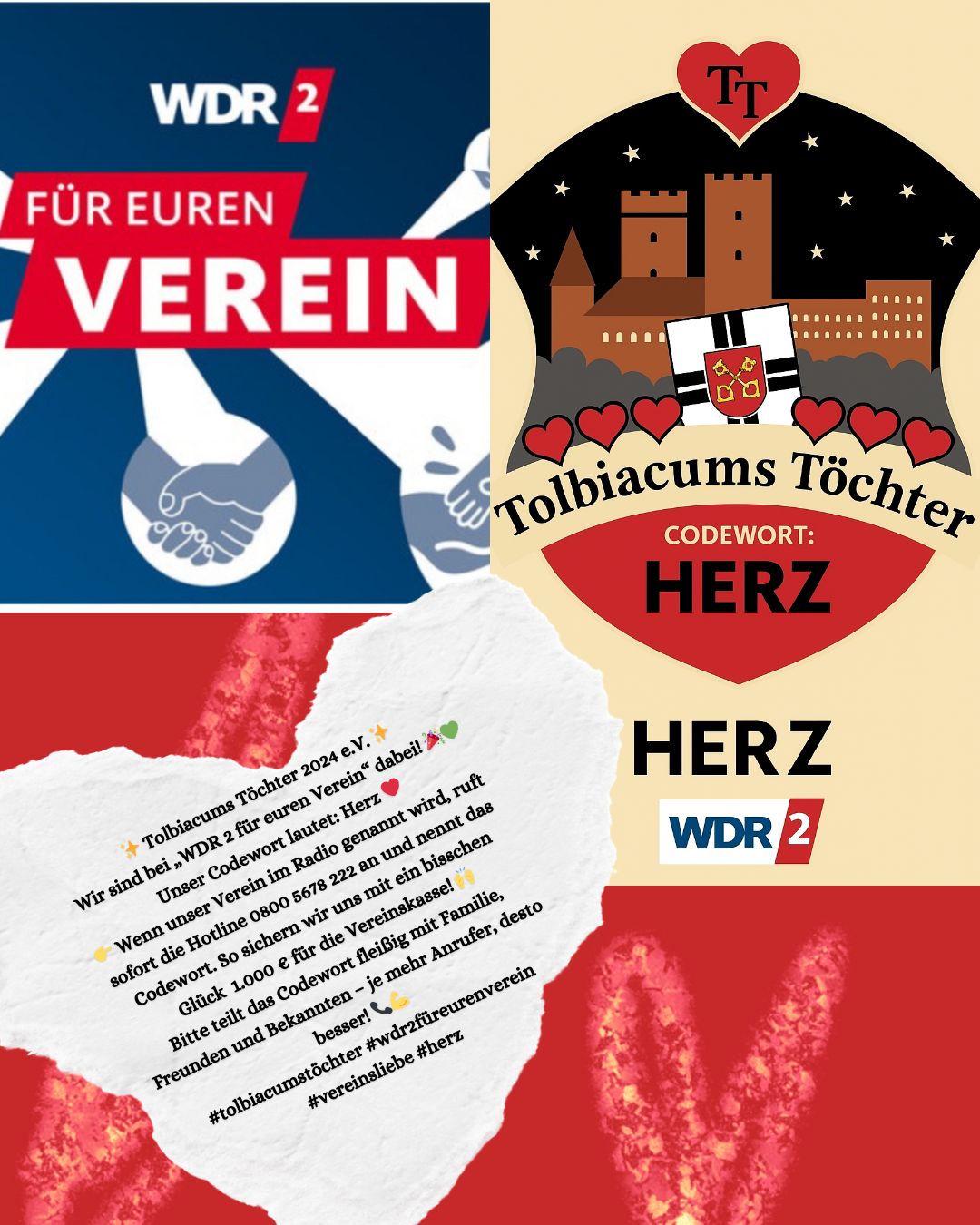 Tolbiacums Töchter 2024 e.V. sind bei „WDR 2 für euren Verein“ dabei!